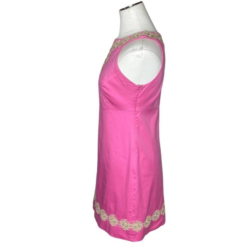 Lilly PulitzerJacqueline Pink & Gold A-line Shift Dress SZ.2 - Picture 5 of 12
